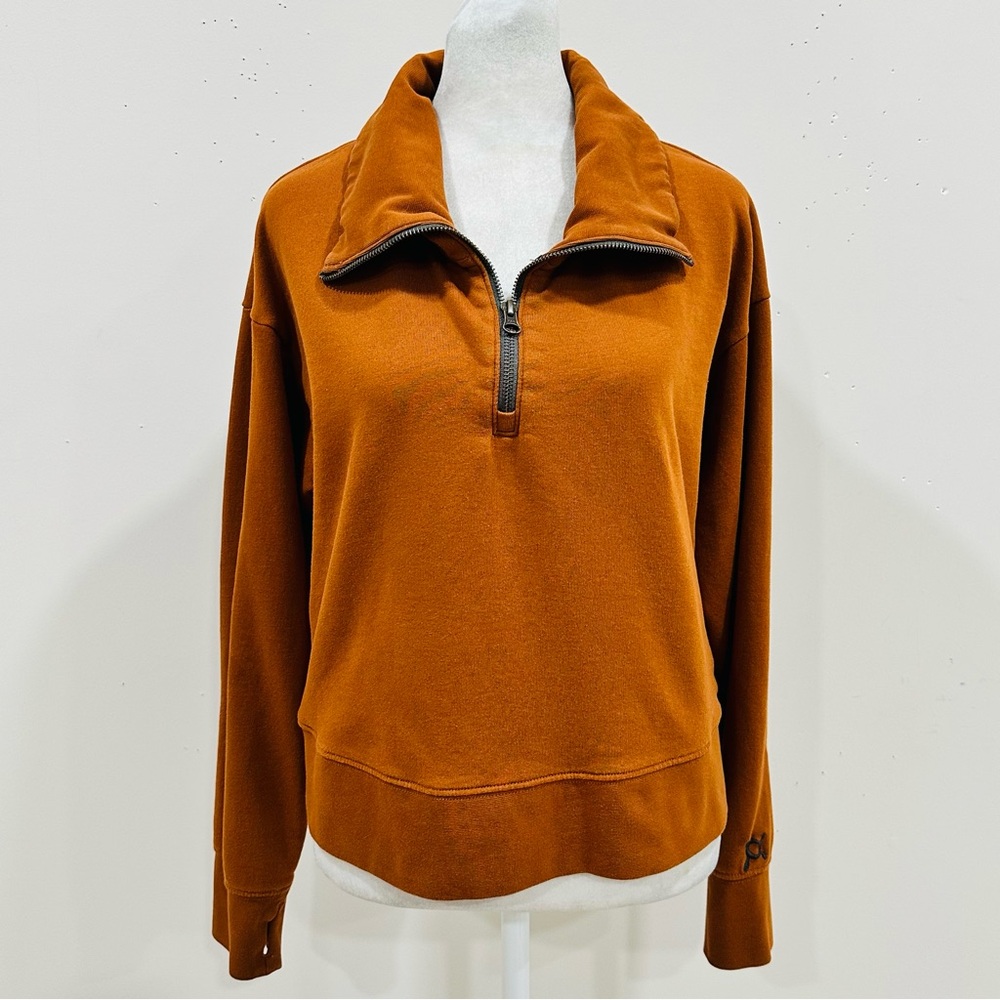 Orange Theory Fitness Orange Half-Zip Cropped Sweatshirt Women's Large Thumb Hol